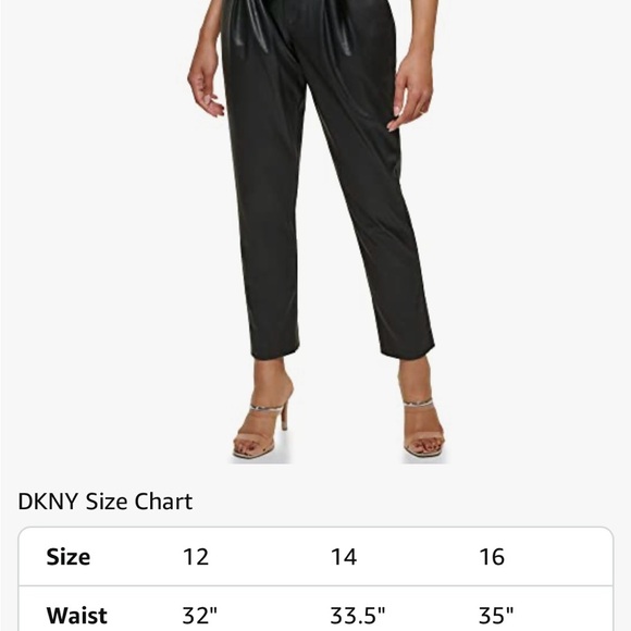 New DKNY Black pleather paper bag waist pants.  14 New with tags - Picture 5 of 5